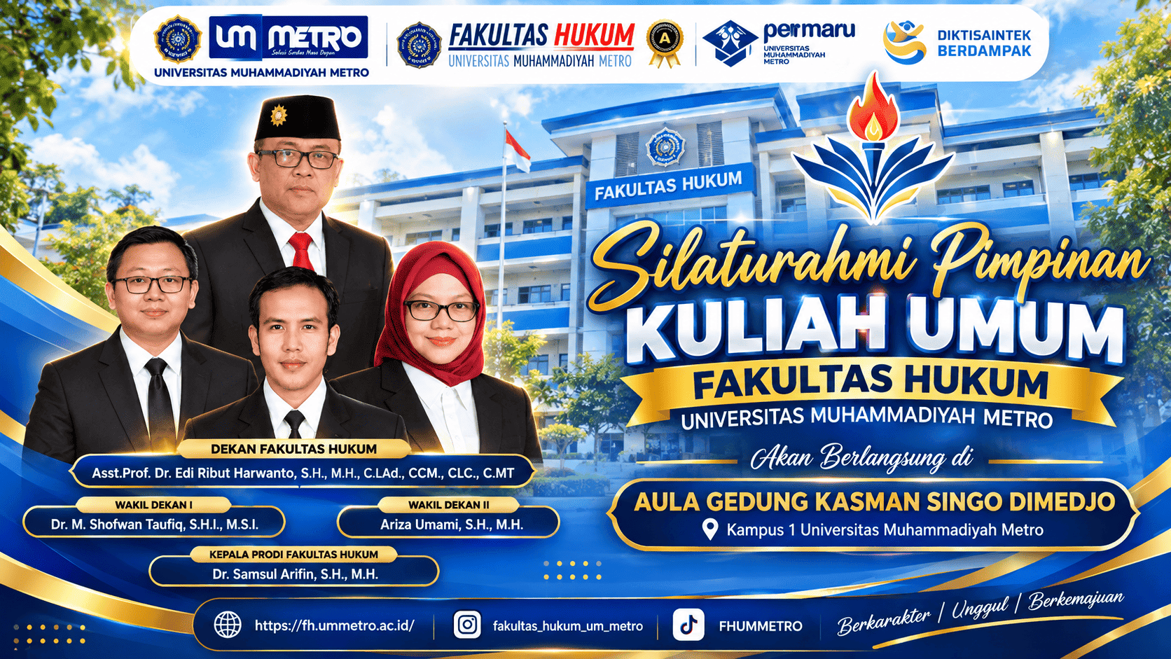 Fakultas Hukum UM Metro Gelar MASTAMA, Sambut Mahasiswa Baru dengan Silaturahmi Pimpinan dan Kuliah Umum