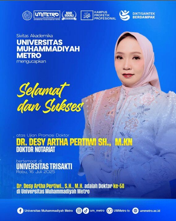 UJIAN PROMOSI DOKTOR: Dr. Desy Artha Pertiwi, S.H., M.Kn. RAIH GELAR DOKTOR NOTARIAT DI UNIVERSITAS TRISAKTI
